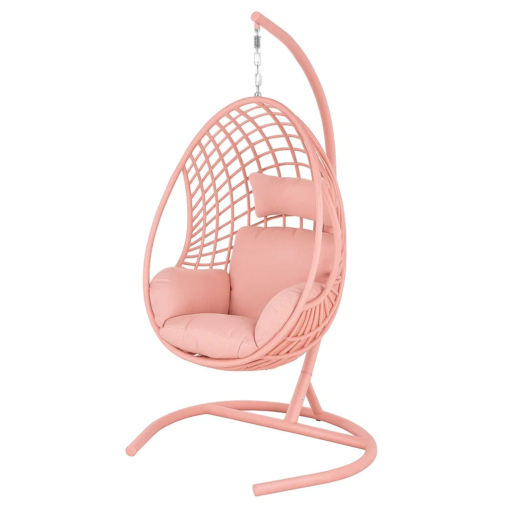 Hängesessel Ei-Form Rosa Stahlrahmen Polyesterkissen 198cm