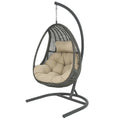 Hängesessel aus PE-Rattan Beige/Grau mit Stahlgestell