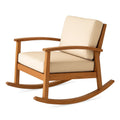 Schaukelstuhl Holz Beige Baumwolle