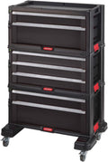 Keter Werkzeugschränke, 60 x 37,8 x 83,2 cm, Schwarz, Trolley Modul mit 7 Schubladen, Werkstattwagen für kleine und große Werkzeuge