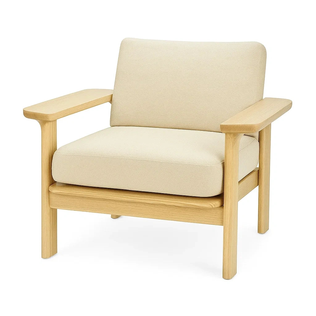Holz- und Textilsessel Beige