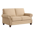 2-Sitzer Sofa Beige Leinen mit Rundarmlehnen