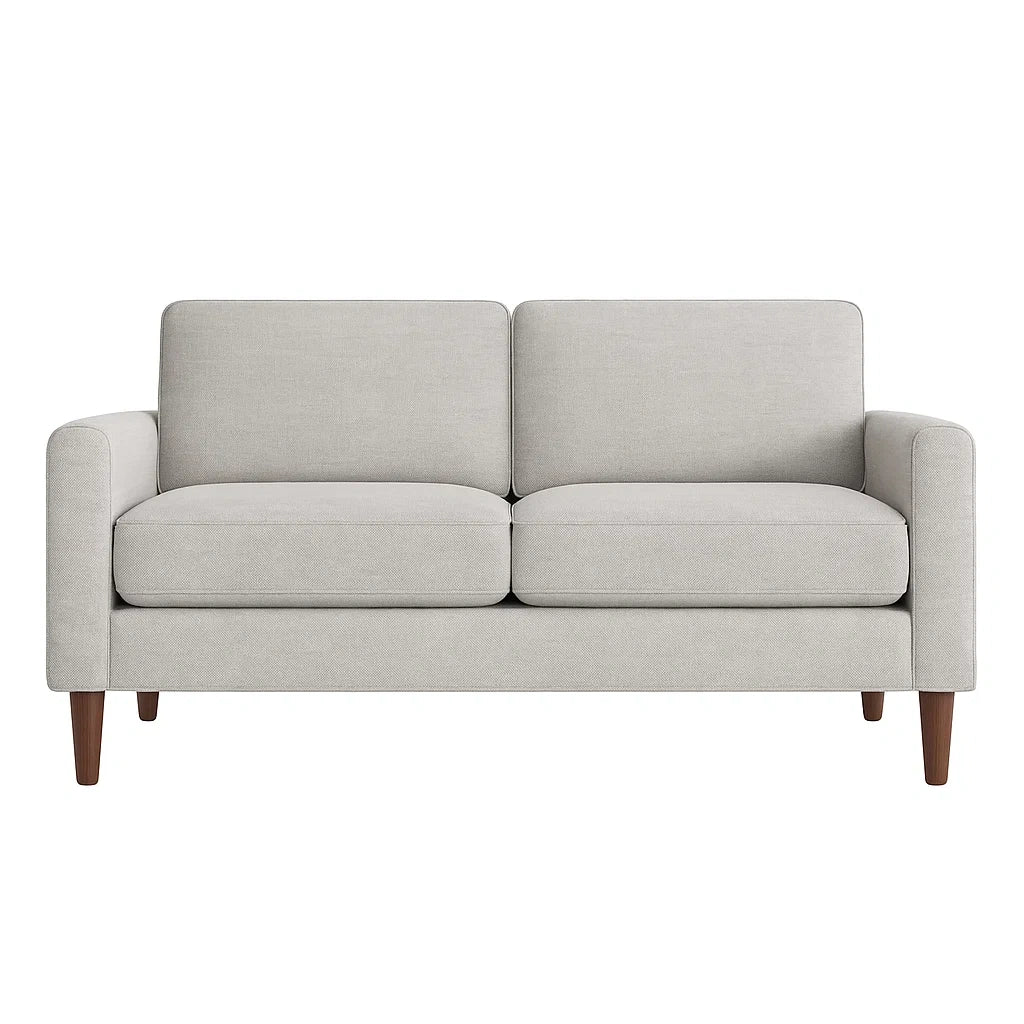 2-Sitzer Sofa Stoff Beige mit Eichenholzbeinen 150x85x80cm