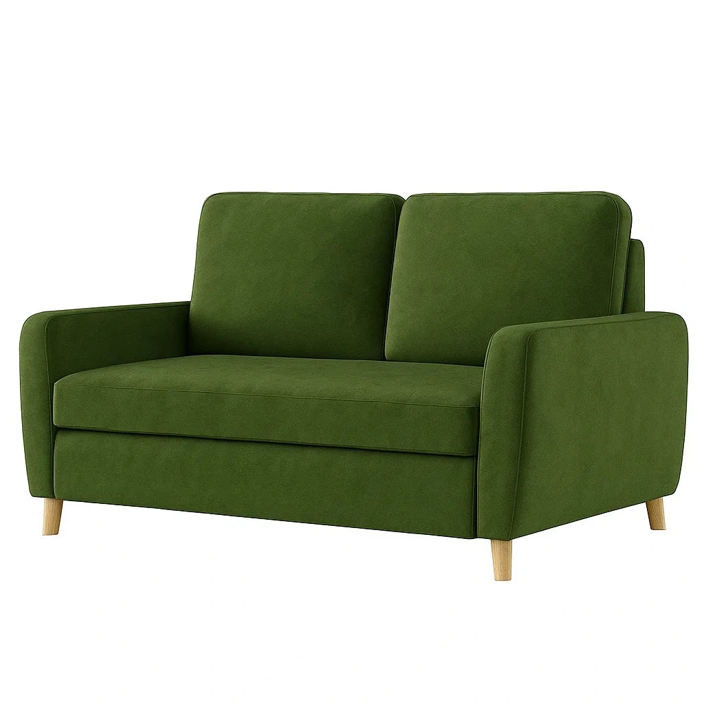 2-Sitzer Sofa Samt Grün Holzbasis 140cm