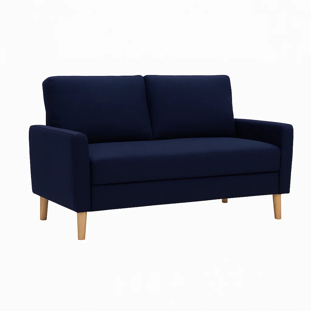 3-Sitzer Sofa Dunkelblau Holzbeine