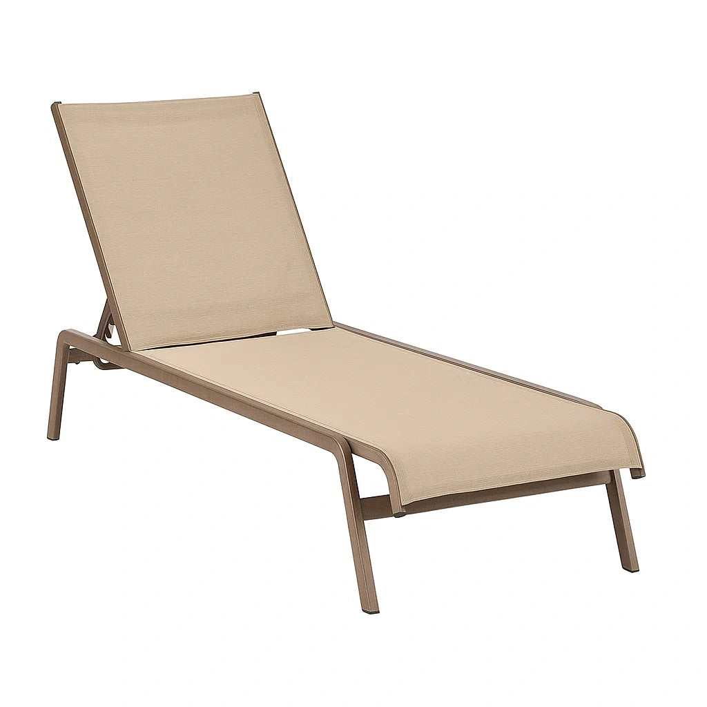 Verstellbare Sonnenliege aus Aluminium und Polyestergewebe Beige 200x60x37 cm