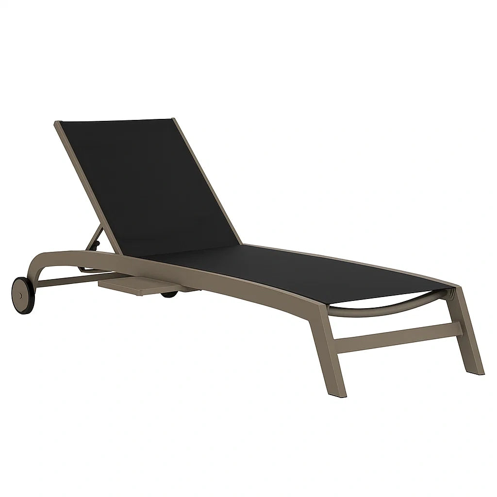 Gartenliege Aluminium Schwarz Verstellbar mit Rollen