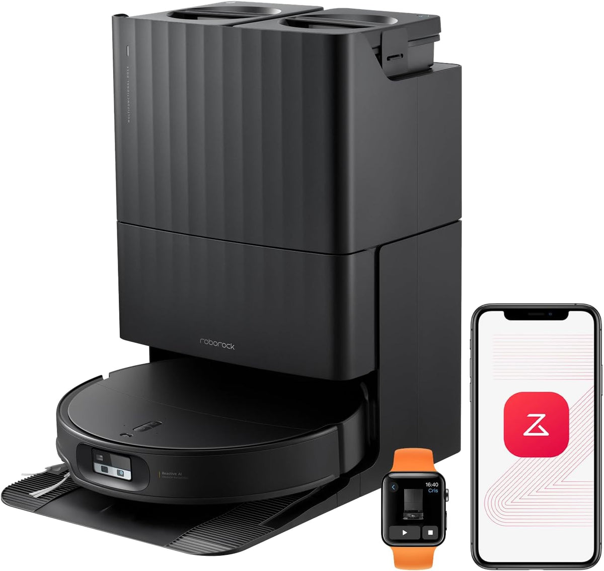 roborock Saugroboter, Schwarz, Qrevo Edge 2 mit Wischfunktion, 25.000Pa Saugkraft