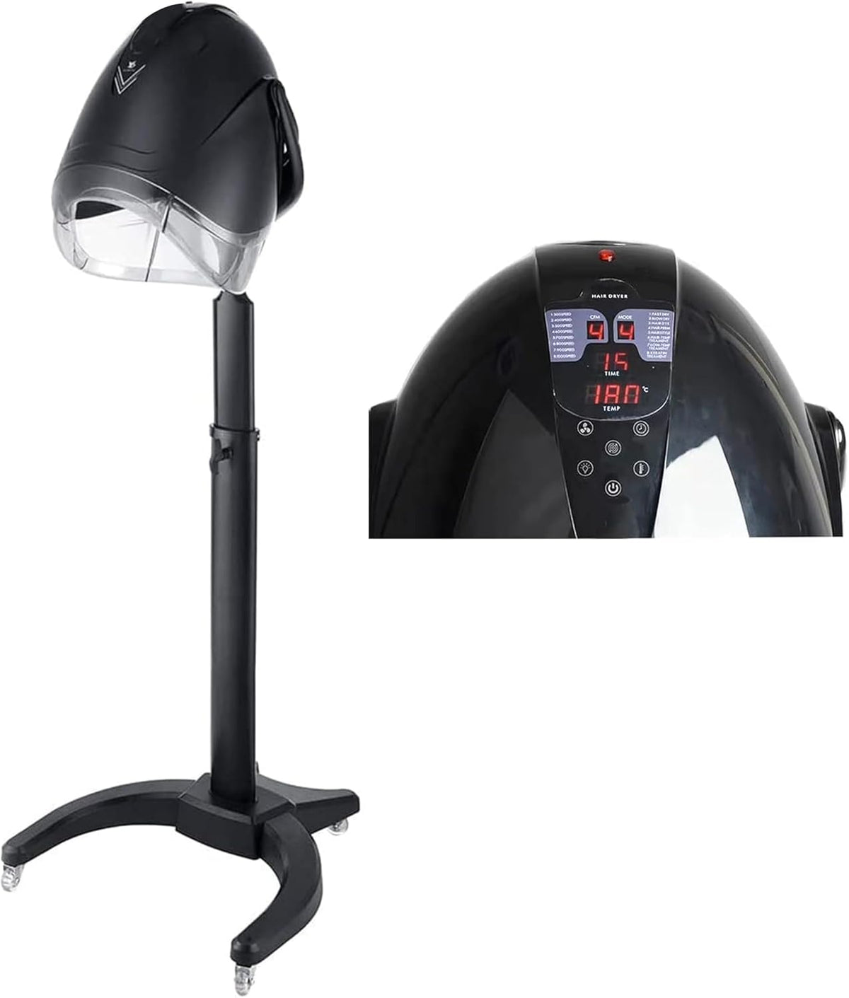 Elitzia Haartrockner, 1000 W, Schwarz, Stand Digitaler mit Haube Professionelle Salon