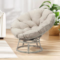 TWSOUL Relaxsessel, 100 cm, Cremeweiß, Papasansessel Rattan 360° drehbar, Korbsessel Schalensessel mit abnehmbarem Kissen