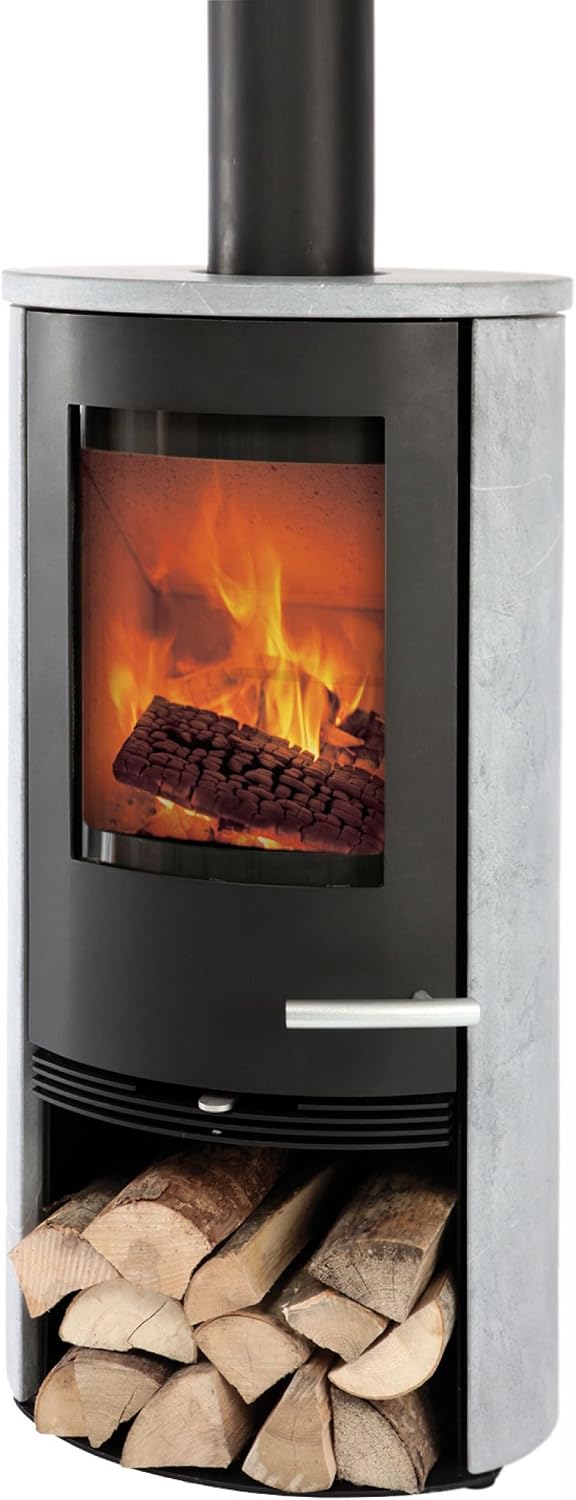 TermaTech- Kaminofen, 5 kW, Schwarz, TT20RS-S Specksteinverkleidung Anschluss hinten