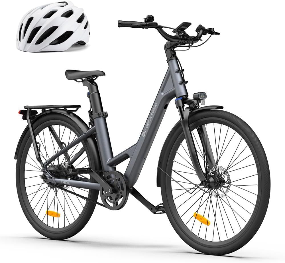 A Dece Oasis E-Bike, 28 Zoll, Grau/Schwarz, ADO Air28 Pro Elektrofahrrad, Pedelec Riemenantrieb, Citybike, e Bike