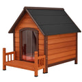 Holz Hundehütte mit Veranda Braun/Schwarz