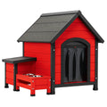 Holz-Kunststoff-Hundehaus mit Futterstation Rot Schwarz 90x90x90cm