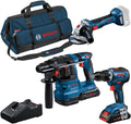 Bosch Professional Akkuschrauber, 4.0 Ah, 18 V, Blau/Schwarz/Rot, System Combo Kit: Bohrschrauber GSR -55 + Winkelschleifer