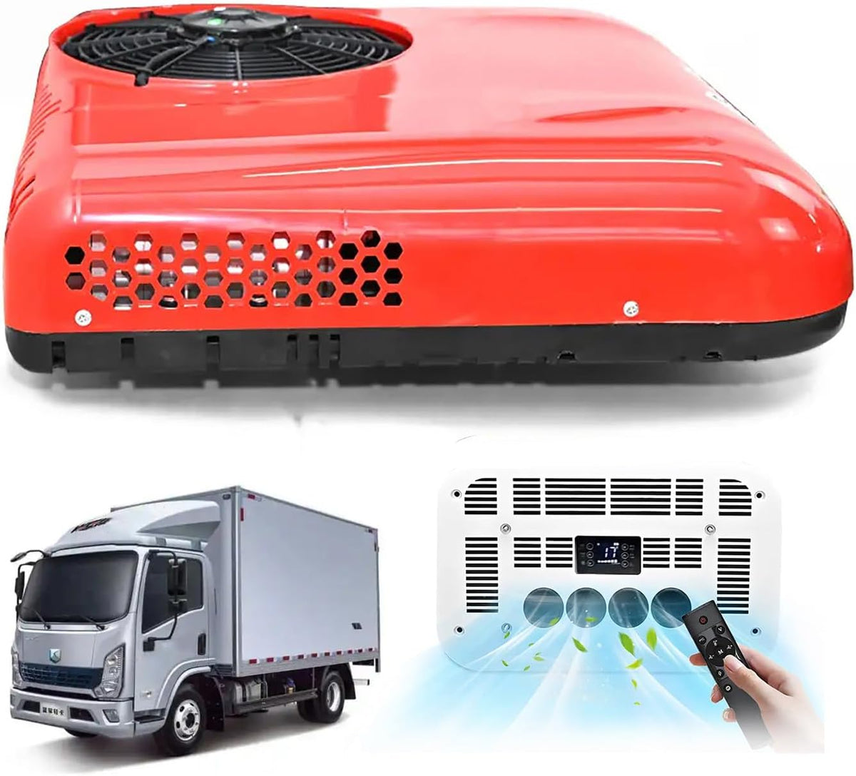 dosiwlatever Mobiles Klimagerät, 2200 W, 450m, 72 V, Weiß, LKW-Wohnmobil-Dachklimaanlagen mit Temperaturanzeige, ultradünne Standklimaanlage