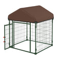 Metall Hundezwinger mit Dach Braun 120x120x150 cm