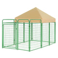 Metall Hundezwinger mit Polyesterdach Grün/Beige 380x190x210 cm