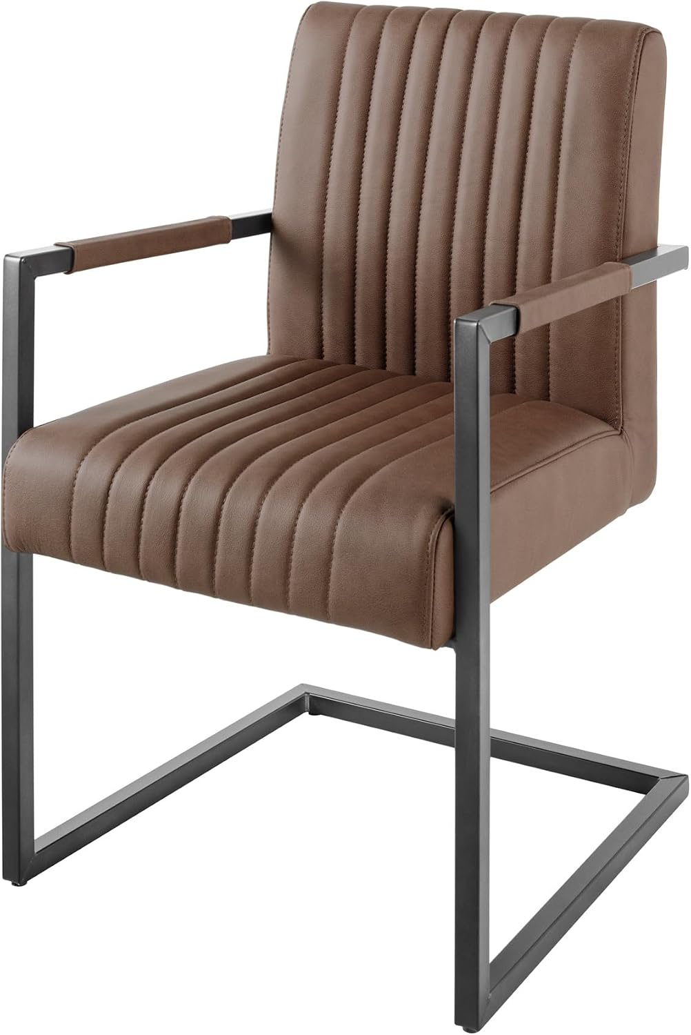 Riess Ambiente Esszimmerstuhl, braun/schwarz, Moderner Freischwinger Stuhl Big Aston Echtleder - Vintage