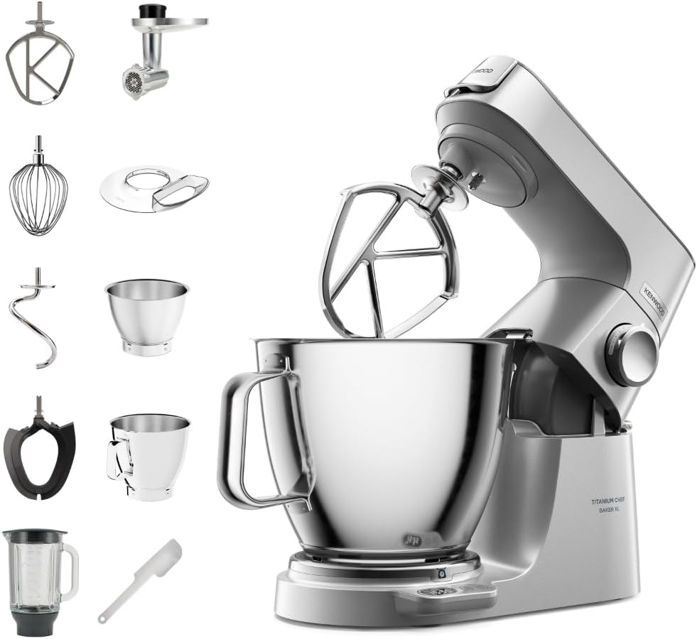 Küchenmaschine Serie 4, integrierte Waage, Edelstahl-Schüssel 3,9 L, Mixer 1,25 L, Kunststoff-Schüssel, spülmaschinenfest, 3x Rührelemente