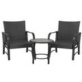 Gartenmöbelset 2 Stühle und Tisch aus Polyethylen-Rattan und Stahl Schwarz