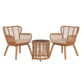 Rattan-Gartenmöbelset mit 2 Stühlen und rundem Tisch, Braun
