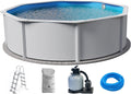 Planet Pool Stahlrahmenpool, 450 x 120 cm, 0,4 mm, 0,3 mm, blau, Stahlwand Set (5-teilig) hoch rund Classic, Stahl weiß Folie