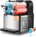 VEVOR Kompressor, 3 L, Schwarz, kommerzielle Slusheis Maschine x 2 Doppeltank-Maschine für, 24 Tassen Edelstahl Slush-Eis-Maschine Softeis Maker