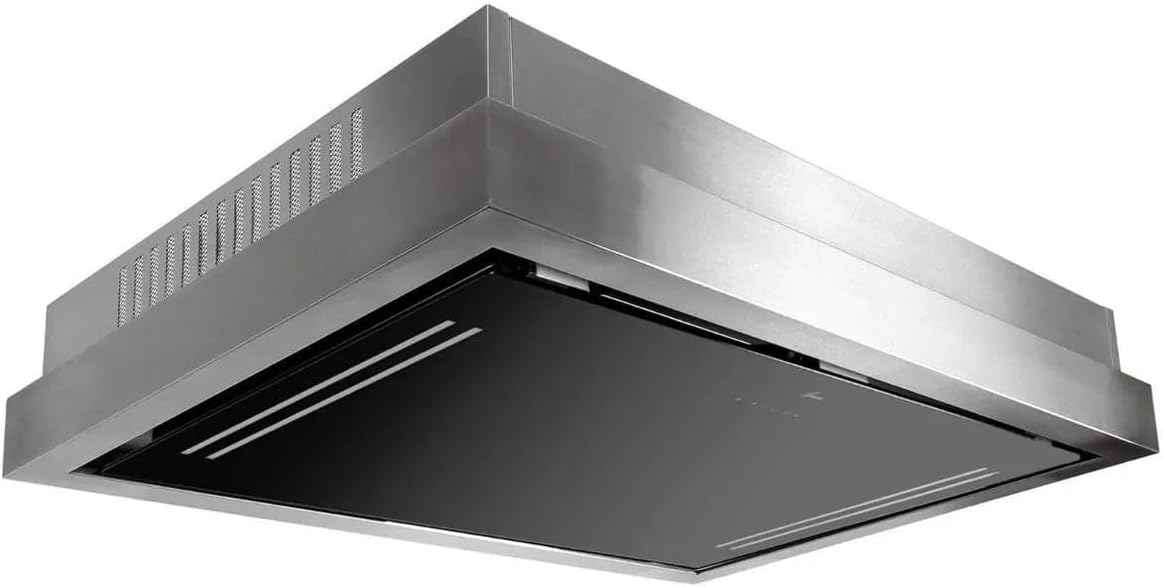 GURARI Dunstabzugshaube, 1000 m, 90 cm, Silber, Deckenhaube GCH C 343 IS 90 BL PRIME Einbau Umluft •
