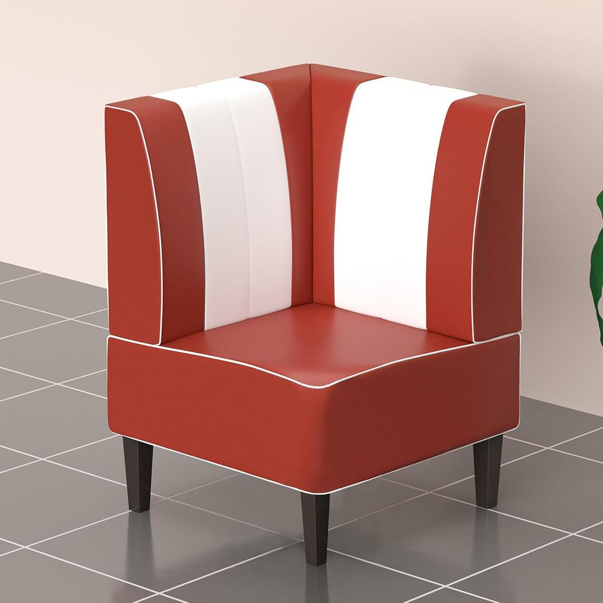 GGMMÖBEL Sitzbank, 64 x 103 cm, Rot, American 1, Diner Eckbank, Gestreift, Leder, American Diner Möbel, American Dinerbank