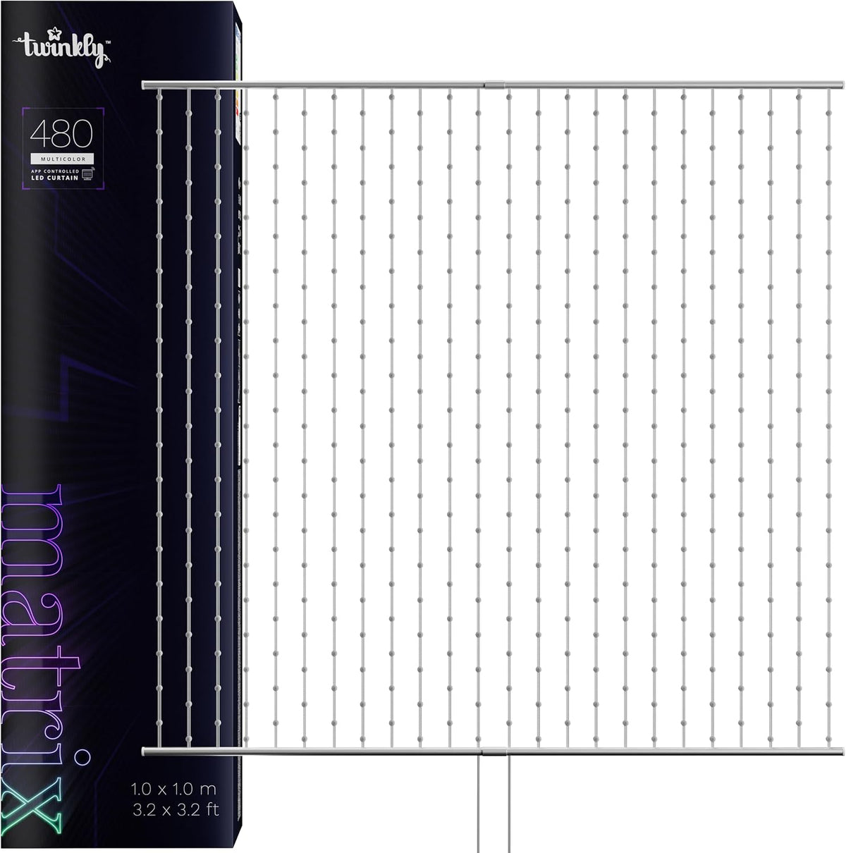 Twinkly Lichtschläuche, 1m, Weiß, Matrix 480 LED RGB, LED-Vorhang mit hoher Dichte, Smarte Mehfarbige RGB Gaming-Lichter