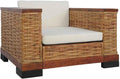 HEFZGDB Relaxsessel, Braun/Natur, Natürlicher Rattan Sessel mit Kissen Braun Natur, Stabiles Holzgestell und Abnehmbare Bezüge