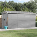 Gerätehaus SECOLI, 191 x 385 x 198 cm, Hellgrau, mit Schrägdach Metallunterstand Fahrradgarage Metall