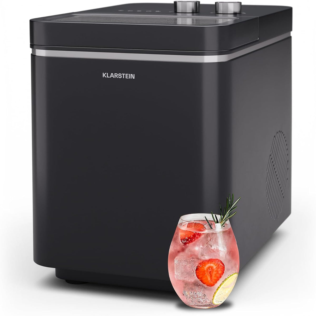 Klarstein Eiswürfelmaschine, 12 kg, 150 W, Schwarz, IceCraft - /24 h, 6-Min.-Eiswürfel, 2 Größen, Automatische Reinigung