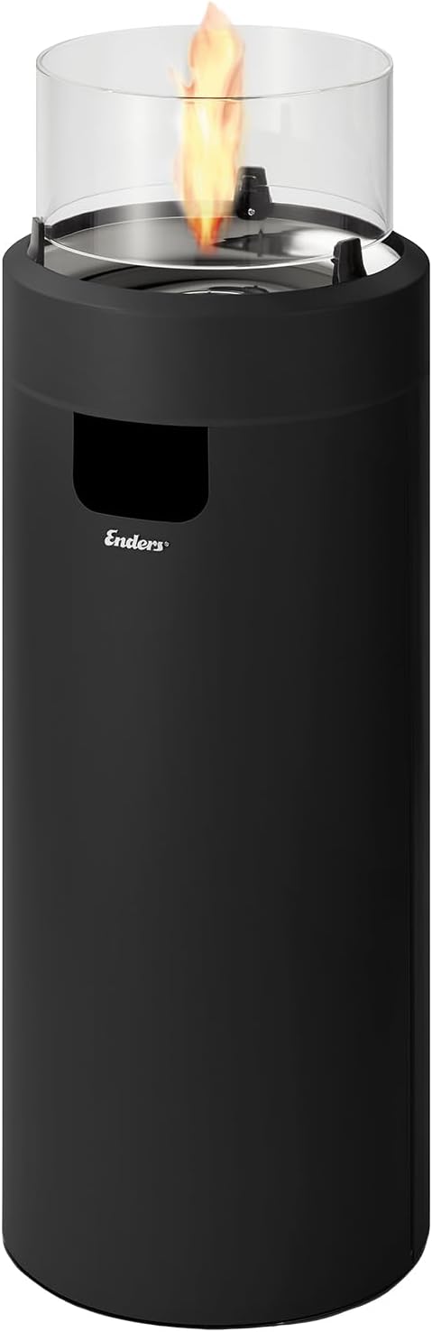Enders Feuerstellen, 62 cm, Schwarz, Gas Terrassenfeuer mit Ambientebeleuchtungen, ECO GREEN Brenner-Technologie und exzellentem Design