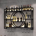 Weinregale, 140x80x15 cm, Schwarz, Generisch Wandmontierte, Weinregal Wand Metall, Bar Regal mit Weingläserhalter - Modernes Weinflaschenregal