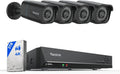 Reolink Überwachungskamera, Schwarz, 4K Aussen Set, 8CH Videoüberwachung mit 4X 8MP PoE IP Kamera und 2TB HDD, Personenerkennung und Fahrzeugerkennung