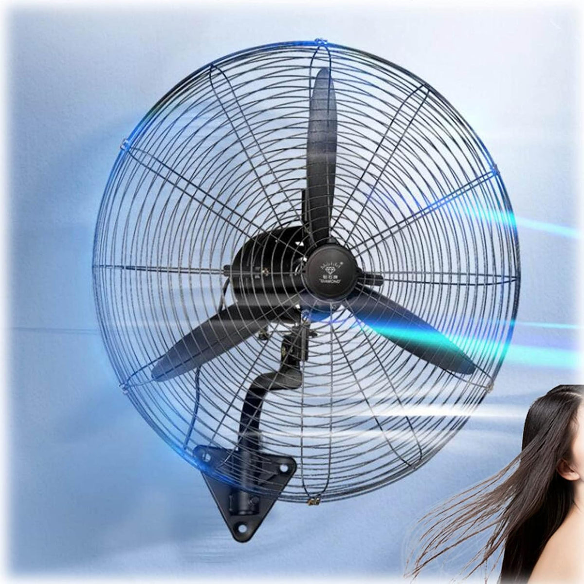 ESCOLL Wandventilatoren, 320 W, Schwarz, Wandventilator OszillationslüFter FüR BüRo/Gewerbe, Living Room Elektrischer Ventilator