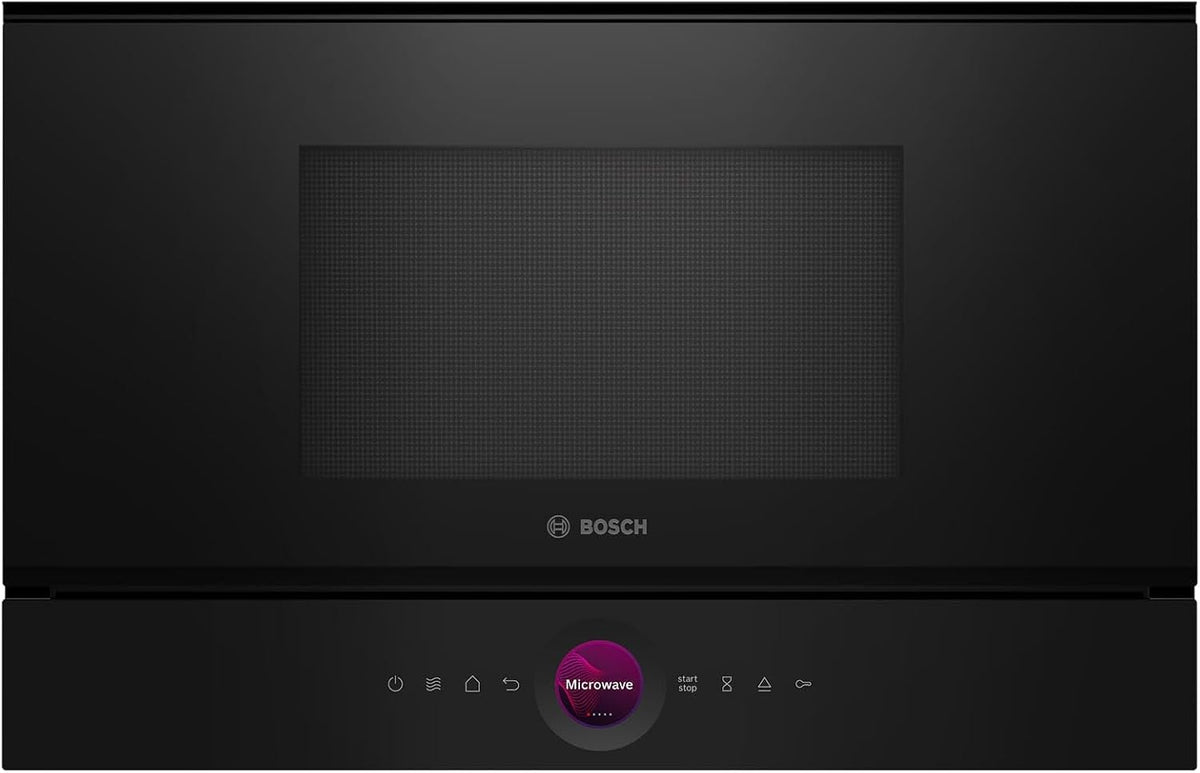 Bosch Mikrowelle, 38 x 60 cm, 900 W, Schwarz, BER7321B1, Serie 8 Einbau-, Türanschlag Rechts, AutoPilot 10 mit 10 Automatikprogramme