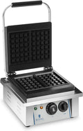 Royal Catering Waffeleisen, 37 x 32 x 50 cm, 10 x 17 cm, 2.000 W, Silber, Waffelautomat (rechteckig, Waffel, 15 min Timer