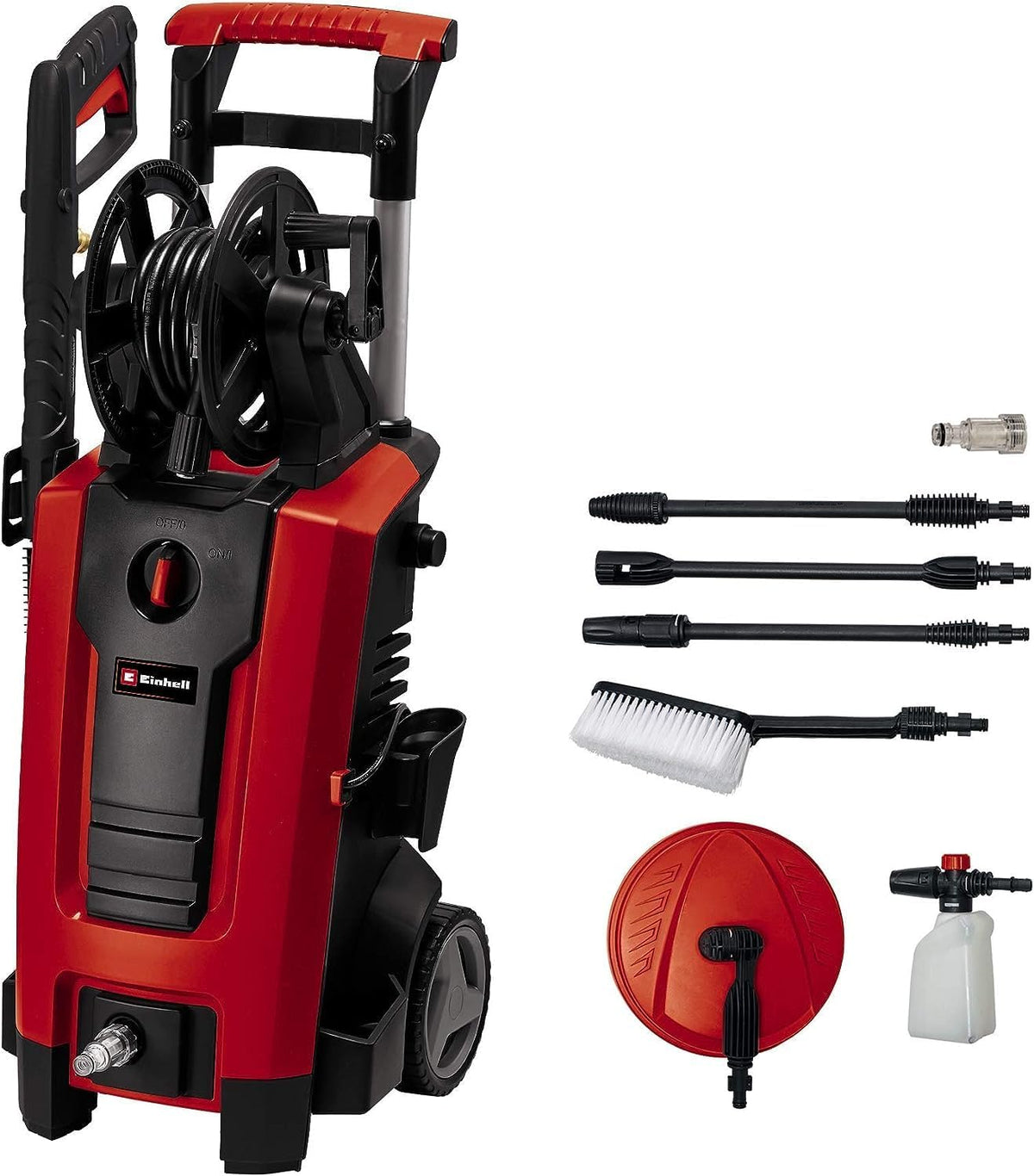 Einhell Hochdruckreiniger, 140 bar, Rot/Schwarz, TE-HP 140 (1.900 Watt, max., modulares Quick-Couple-System, inkl. Hochdruckschlauch
