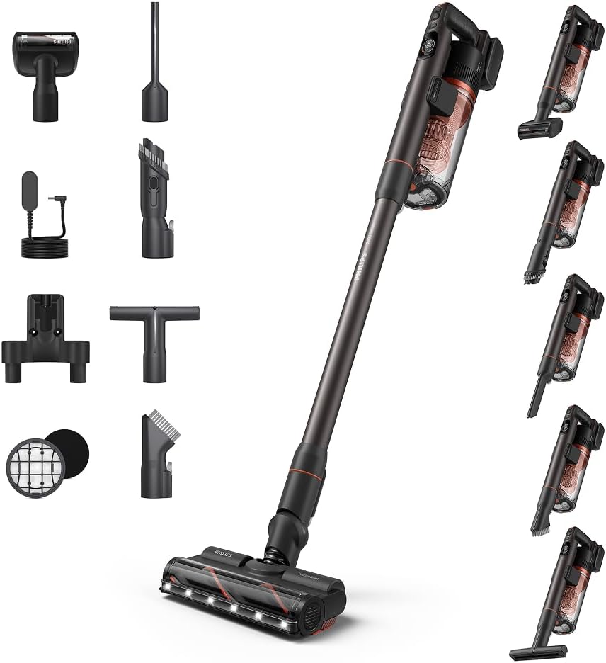 PHILIPS Staubsauger, Schwarz/Grau, SpeedPro Max Kabelloser Stiel 7000 Serie, Für Tierhaare, 360° Kraftvolle Saugkraft