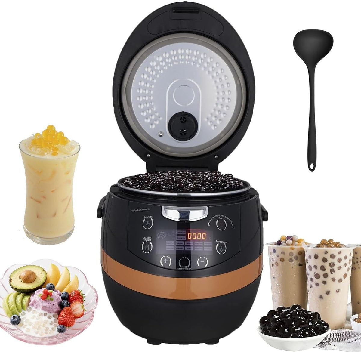 RSQQL Multikocher, 1500 g, 1350 W, 8 l, Grau, automatischer kommerzieller Boba-Kocher, kommerzieller Boba-Maker