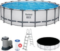 Bestway Stahlrahmenpool, Ø 549 x 132 cm, Fassungsvermögen 26.000 Liter (90 % Befüllung), Lichtgrau