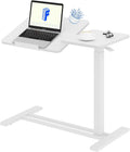 FLEXISPOT Sofa, 80×40 cm, Weiß, Beistelltisch höhenverstellbar mit Rollen, stufenlose Gasfeder, C-Gestell passt unter und Bett