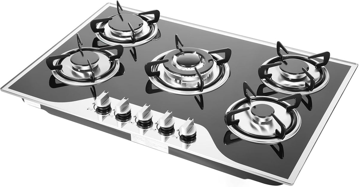 7500 W Kochfeld, 7500 W, beschichtetes Glas, Al-Legierung, Gusseisen Emaille, Schwarz