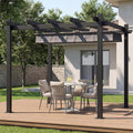 TRIUMPHKEY Pavillon, Grau, Pergola 3x3m wasserdicht stabil Winterfest, Garten Aluminium mit Schiebedach, Sonnenschutz für Garten Terrasse & Balkon