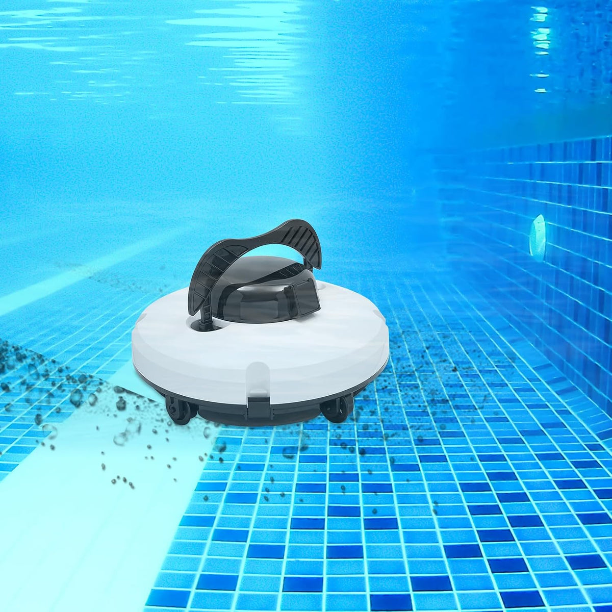 LOYEMAADE Poolroboter, 17m, ABS, Grau, Automatische Poolreiniger Poolsauge Kabellos mit 120 Min, /Min, Akku für 100㎡ Oberirdische Pools