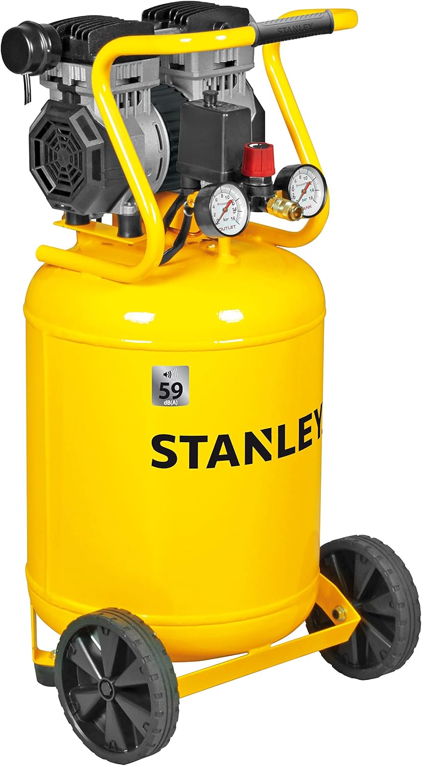 Stanley Kompressor, 230 V, 8Bar, 59 dB, 150 L, Gelb, SXCMS1350VE - Luft - 50 L - - Geräuscharme Luftpumpe