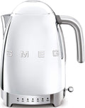 Smeg, KLF03SSEU 1.7 L Wasserkocher, Soft-Opening-Kannenverschluss, Herausnehmbarer Anti-Kalkfilter aus Edelstahl, Automatische Abschaltung bei 100°C